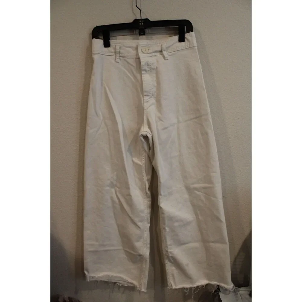 Zara marine straight raw hem white jeans size 8 - Picture 5 of 6